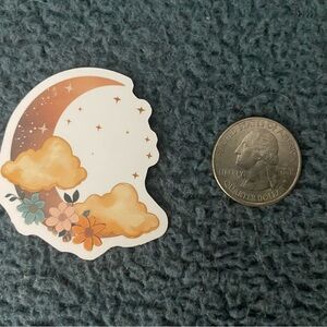 10/$10 Stickers - Celestial Crescent Moon, Clouds, and Flowers Sticker